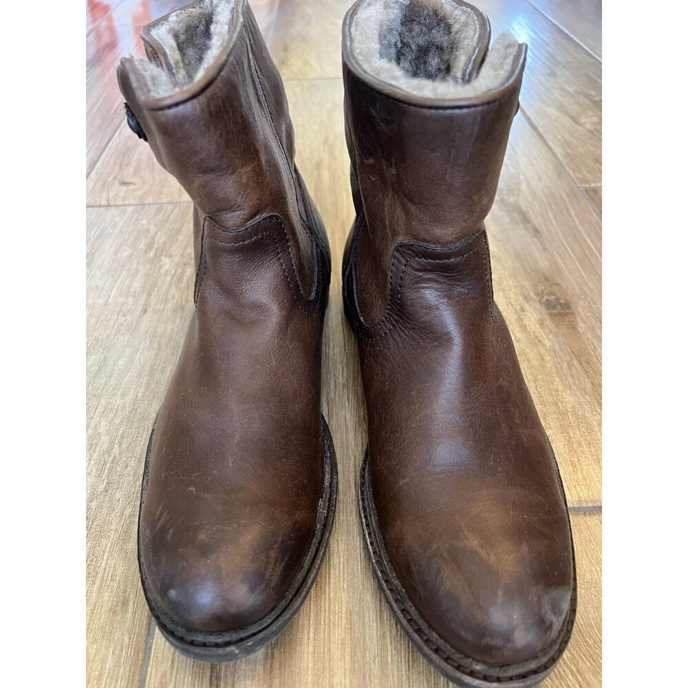 Womens Frye Celia Shearling Short Boots Charcoal 76747 Leather Winter 6.5 B